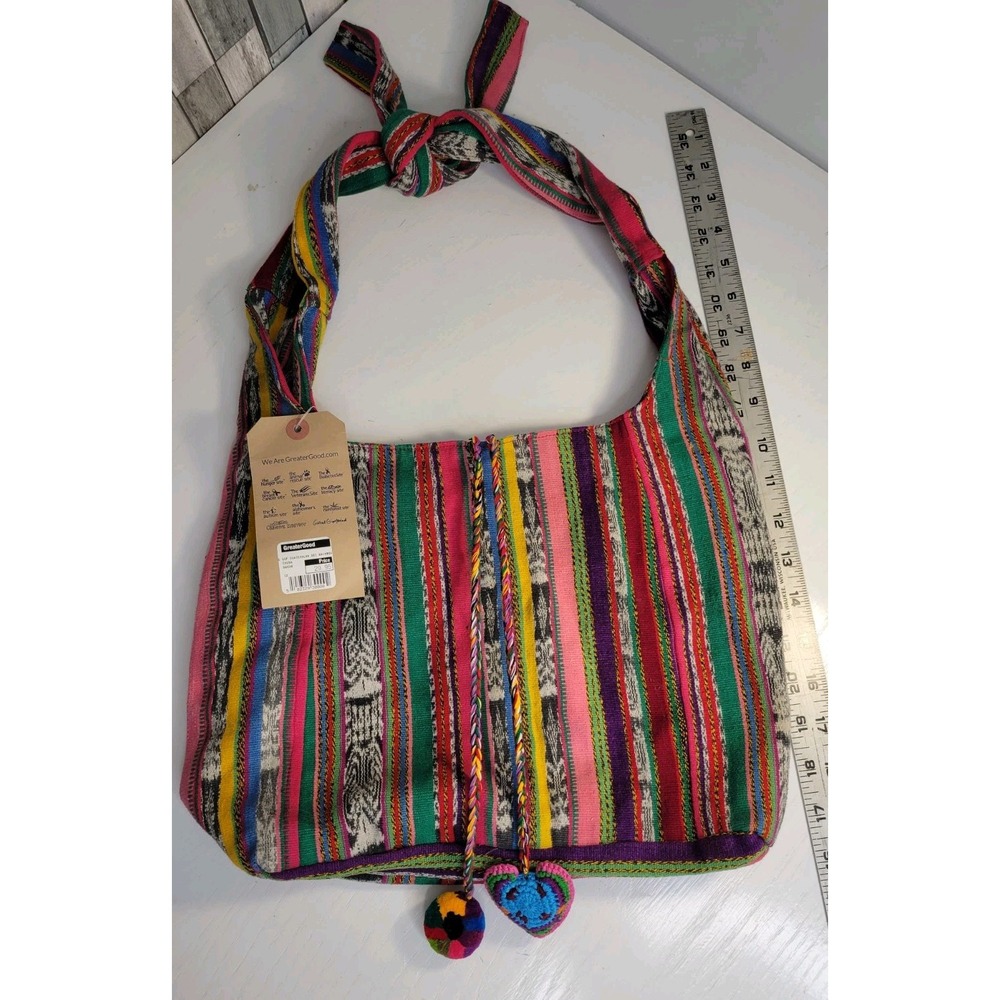 Beautiful Tote/Purse Bohemian vibrant colors. Made in Guatemala Crochet Heart Ne